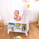 Biblioteca alba Unicorn White/Pink Teamson pentru copii din lemn MDF